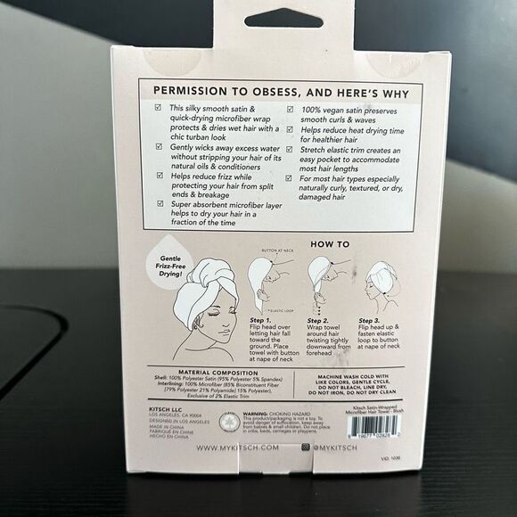 Kitsch Satin-Wrapped Hair Towel in Blush - Picture 2 of 6